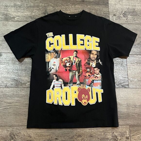 Kanye West The College Dropout Black Weighted AOP Graphic T-Shirt - Men's Large - Picture 1 of 6